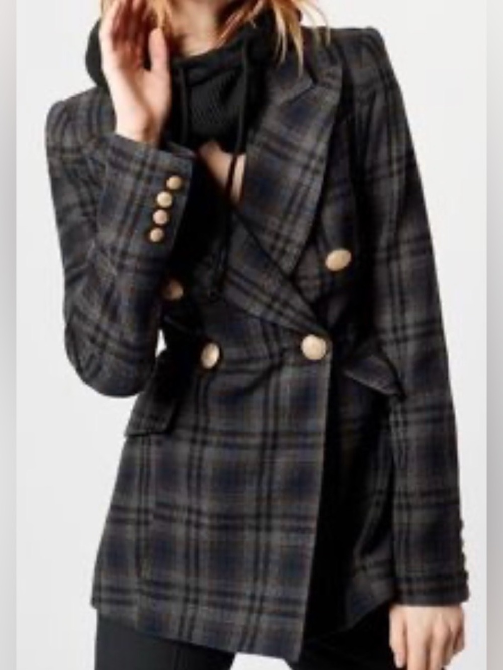 SMYTHE Wedding Blazer Charcoal Plaid size 4